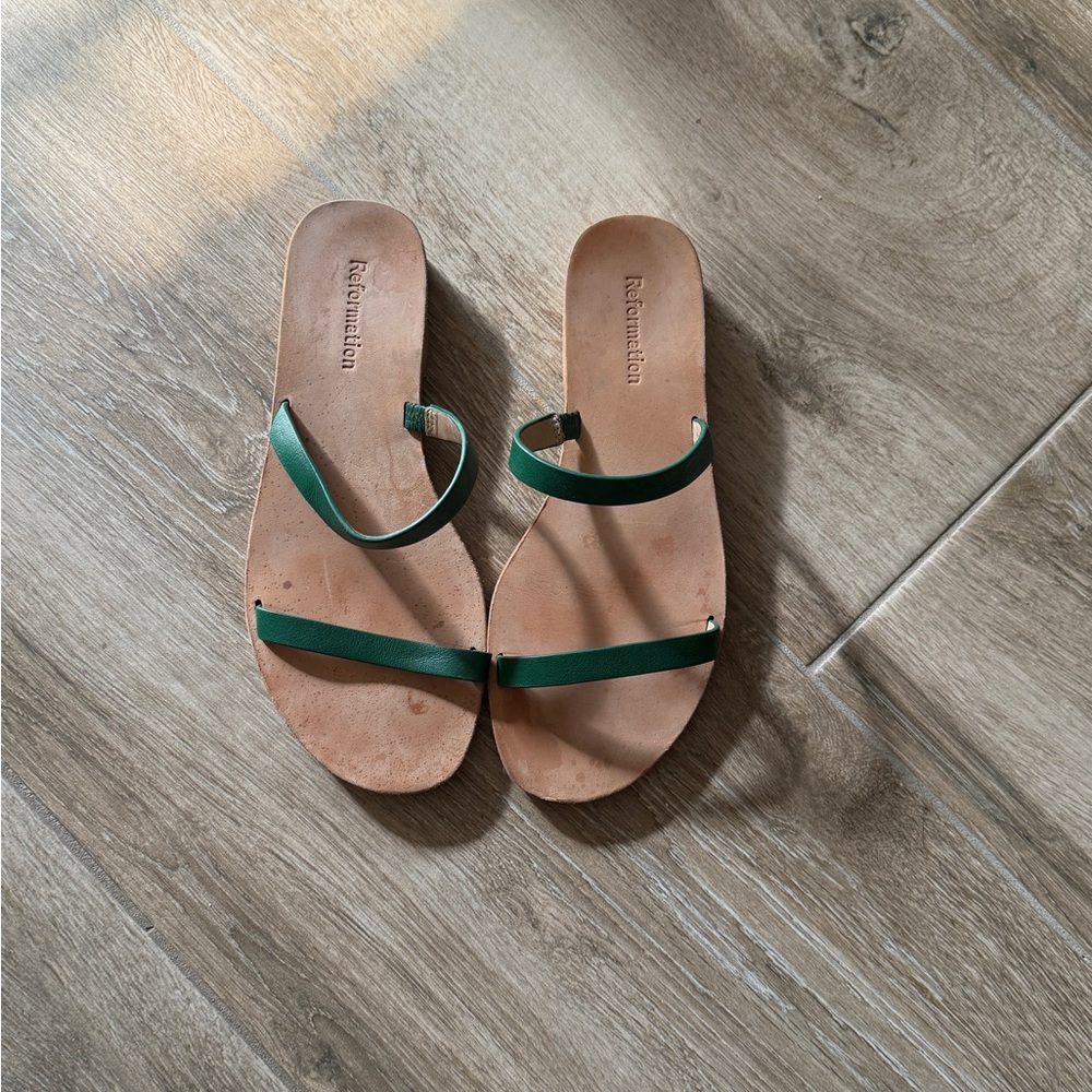 Reformation Emerald Green Strappy Sandals